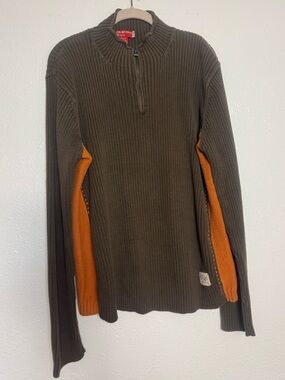 GUESS Vintage Ribbed Orange & Brown Y2K Pullover Sweater
